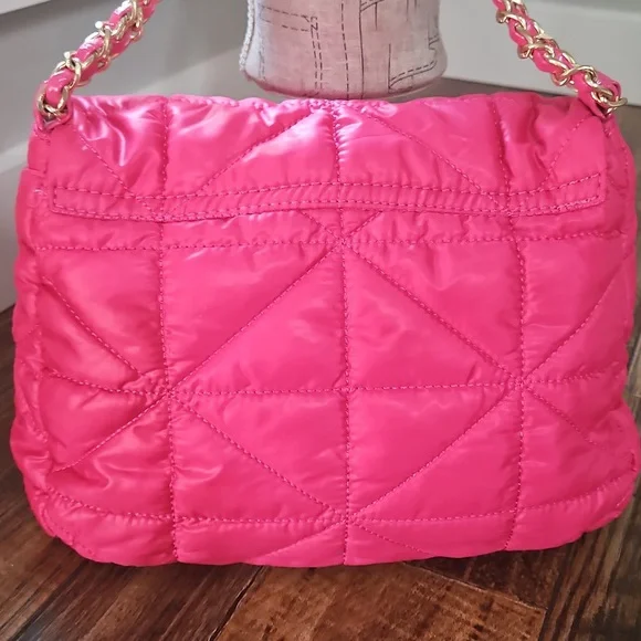 Chico's Gorgeous Hot Pink Quilted Chain‎ Shoulder Bag - Picture 4 of 11